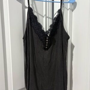POL Black Floral Lace Trim Camisole